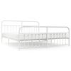 vidaXL Estrutura de cama com cabeceira e p&eacute;s 200x200 cm metal branco