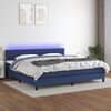 vidaXL Cama box spring c/ colch&atilde;o e LED 200x200 cm tecido azul