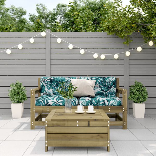 vidaXL 3 pcs conjunto lounge de jardim c/ almofadões pinho impregnado