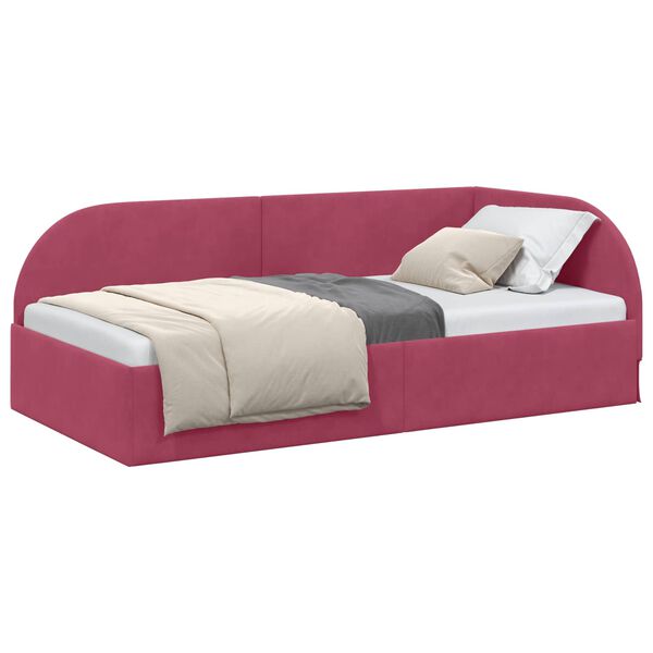 vidaXL Estrutura de Cama de Canto Vinho Vermelho 90 cm x 190 cm Veludo