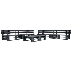 vidaXL Sof&aacute;s de paletes para jardim 6 pcs madeira preto