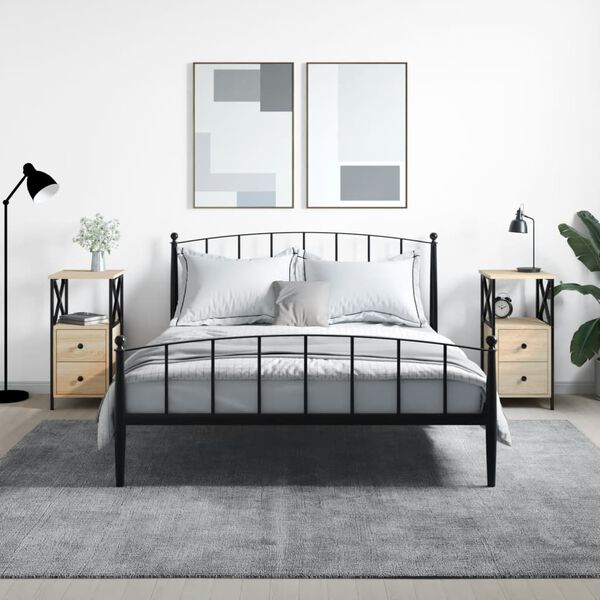 vidaXL Mesas cabeceira 2 pcs derivados de madeira carvalho sonoma