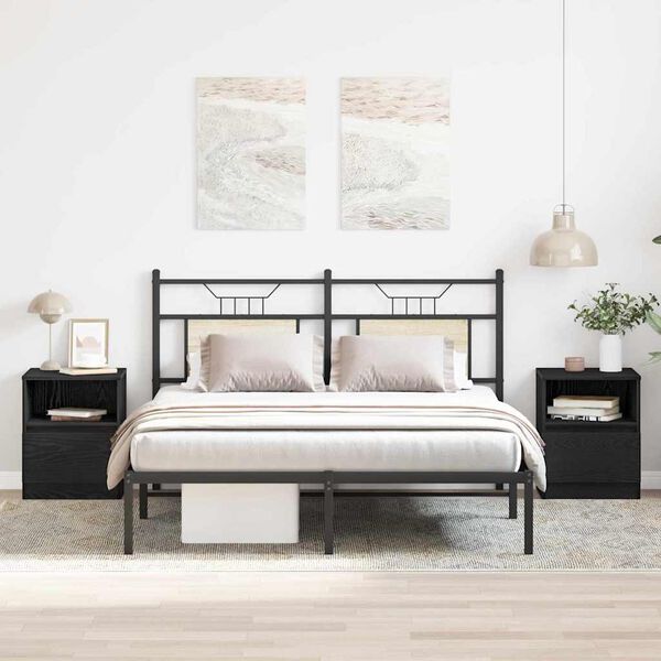 vidaXL Arm&aacute;rio de Cabeceira 2 pcs Carvalho Preto 40 x 40 x 50 cm