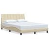 vidaXL Estrutura de cama sem colch&atilde;o Hanko 140x200 cm tecido cor creme
