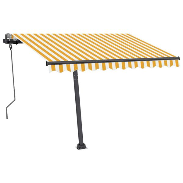 vidaXL Toldo retr&aacute;til manual com LED 300x250 cm amarelo e branco
