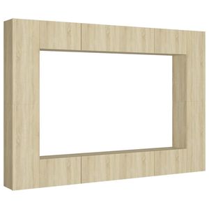 vidaXL 8pcs conjunto m&oacute;veis de TV derivados de madeira carvalho sonoma