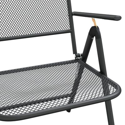 vidaXL Cadeiras jardim dobráveis 2 pcs malha metal expandido antracite