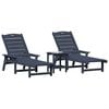 vidaXL Móveis de Lounge para Jardim 3 pcs Azul-marinho 38 x 38 x 46cm