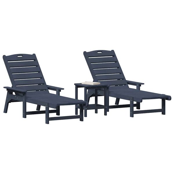 vidaXL Móveis de Lounge para Jardim 3 pcs Azul-marinho 38 x 38 x 46cm