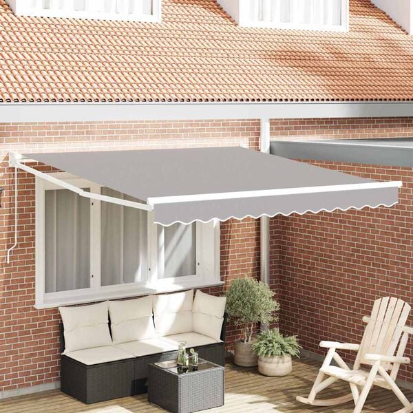 vidaXL Toldo Manual Cinzento-claro 3 x 2,5 m Poli&eacute;ster e metal