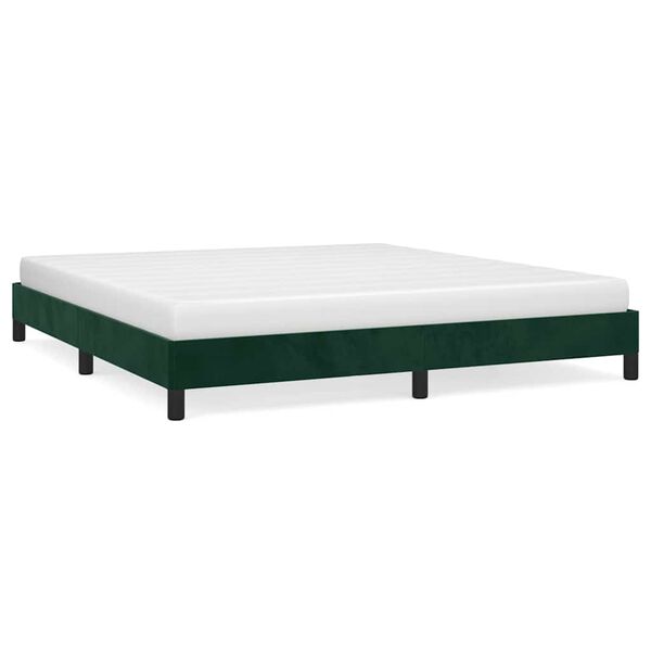 vidaXL Estrutura de cama sem colch&atilde;o 160x200 cm veludo verde-escuro