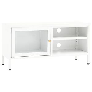 vidaXL M&oacute;vel de TV 90x30x44 cm vidro e a&ccedil;o branco