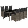 vidaXL 7 pcs conjunto bistr&ocirc; de jardim c/ almofad&otilde;es vime PE cinza