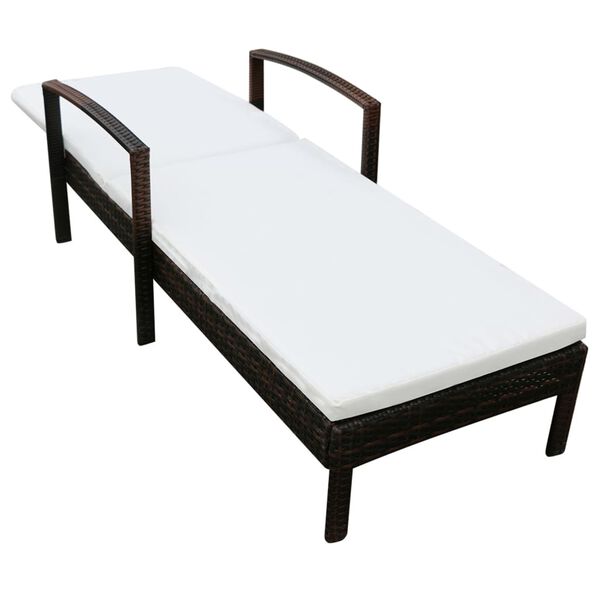 vidaXL Espregui&ccedil;adeira com almofad&atilde;o em vime PE castanho