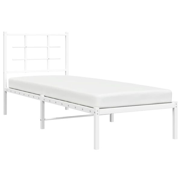 vidaXL Estrutura de cama sem colch&atilde;o com cabeceira 75x190 cm branco