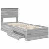 vidaXL Estrutura da Cama com gaveta Cinza Sonoma e Prata 75 x 190 cm