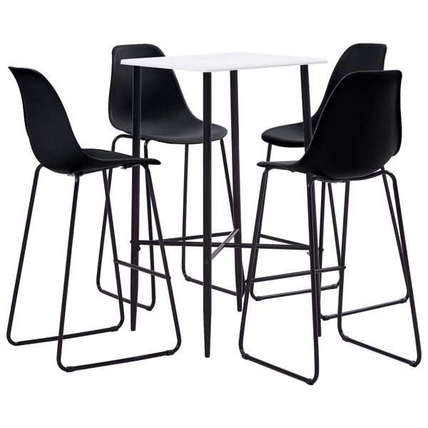 vidaXL 5 pcs conjunto de bar pl&aacute;stico preto