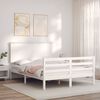 vidaXL Estrutura de cama com cabeceira 140x190cm madeira maci&ccedil;a branco