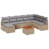 vidaXL Conjunto de Sof&aacute; de Jardim 9 unid. Bege e Cinza Claro vime PE