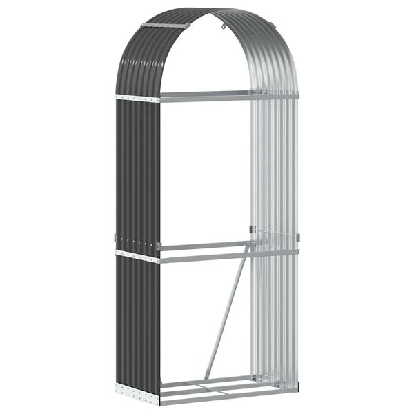 vidaXL Suporte para lenha 80x45x190 cm Antracite A&ccedil;o galvanizado