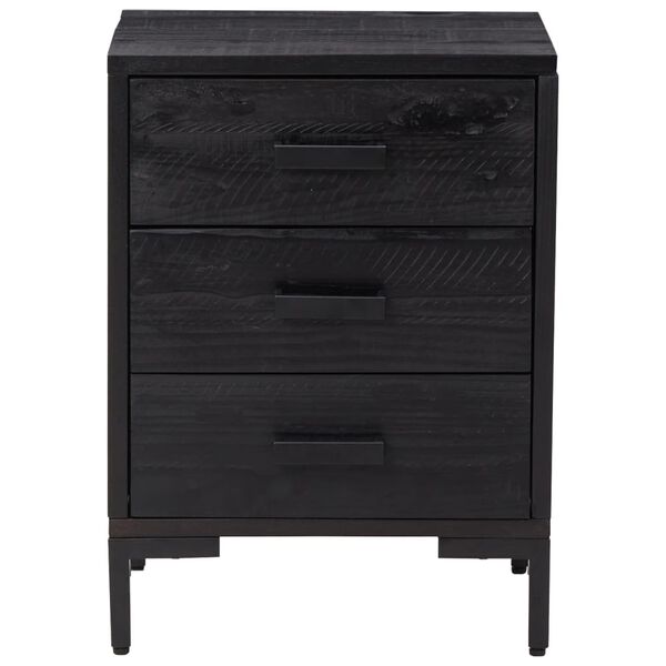 vidaXL Mesa de cabeceira 40x30x55 cm pinho reciclado maci&ccedil;o preto