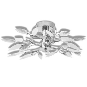 L&acirc;mpada teto com folhas de acr&iacute;lico e cristal branco & transparente