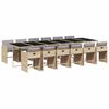 vidaXL 13 pcs conj. jantar jardim c/ almofad&otilde;es vime PE bege misturado