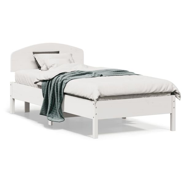 vidaXL Cama sem colch&atilde;o 90x190 cm madeira de pinho maci&ccedil;a branco