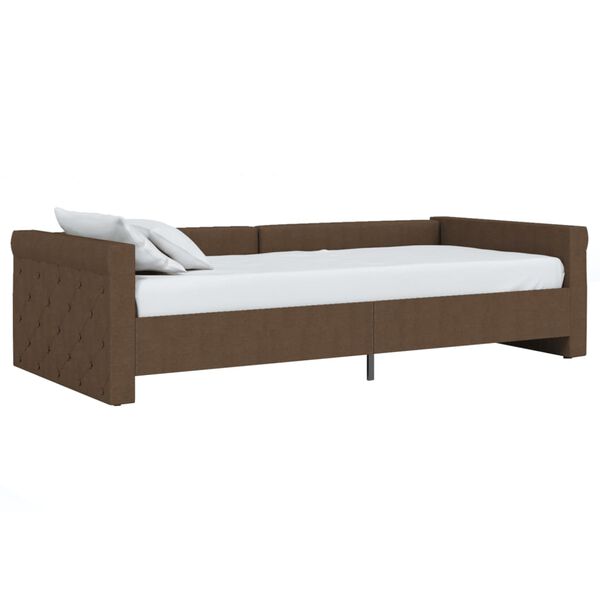 vidaXL Sof&aacute;-cama + colch&atilde;o e sa&iacute;da USB 90x200cm tecido castanho-escuro