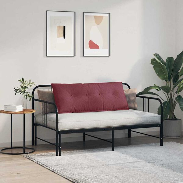 vidaXL Travesseiro para Costas Vinho Vermelho 120 x 19 x 50 cm tecido