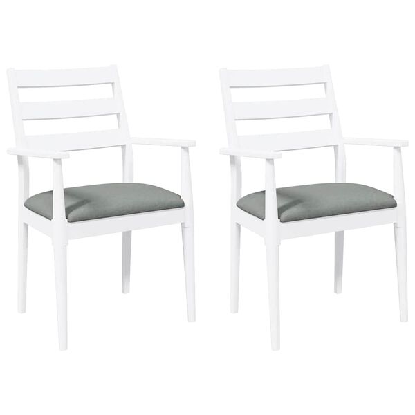 vidaXL Cadeiras de jantar com almofad&otilde;es 2 pcs madeira maci&ccedil;a branco