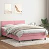 vidaXL Cama com molas/colch&atilde;o 160x220 cm veludo rosa