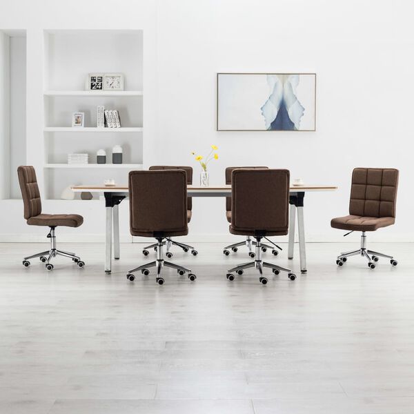 vidaXL Cadeiras de jantar 6 pcs tecido castanho