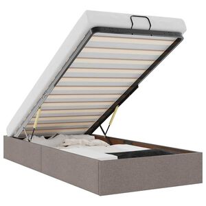 vidaXL Estrutura de cama otomana sem colch&atilde;o 90x190 cm tecido cinzento