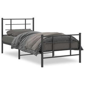 vidaXL Estrutura de cama com cabeceira e p&eacute;s 90x200 cm metal preto