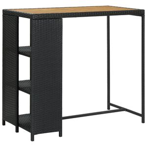 vidaXL Mesa de bar com prateleiras 120x60x110 cm vime PE preto