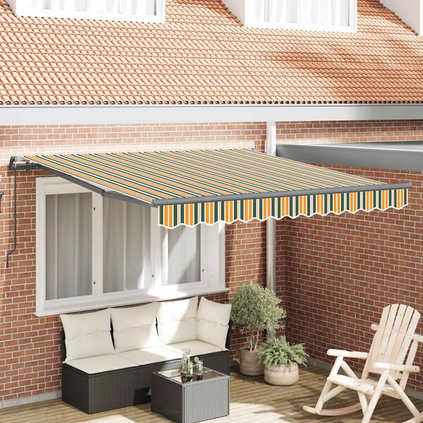vidaXL Toldo Retr&aacute;til Verde e amarelo 350 x 250 cm Poli&eacute;ster e A&ccedil;o