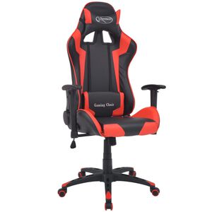 vidaXL Cadeira escrit&oacute;rio reclin. estilo corrida pele artif. vermelho