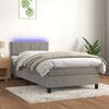 vidaXL Cama box spring c/ colch&atilde;o/LED 90x190 cm veludo cinzento-claro