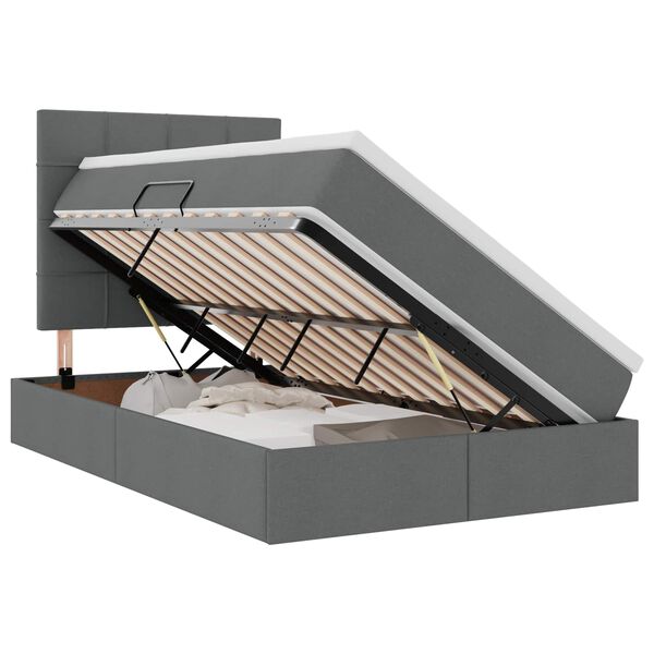 vidaXL Cama com arruma&ccedil;&atilde;o e colch&atilde;o Cinza Escuro 120 x 200 cm