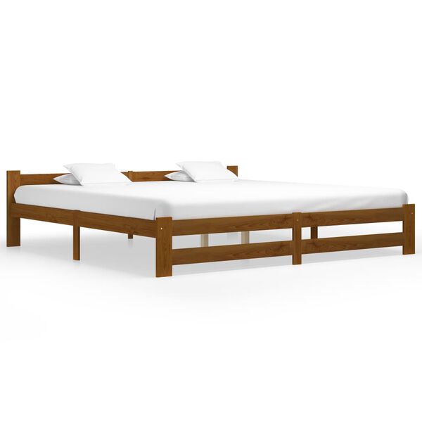 vidaXL Estrutura de cama 200x200 cm pinho maci&ccedil;o castanho mel