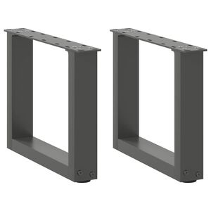 vidaXL P&eacute;s para mesa de centro em formato de U, 2 pe&ccedil;as, antracite, 40x(30-31) cm, a&ccedil;o