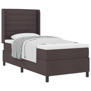 vidaXL Cama Box com colch&atilde;o Castanho escuro 90 x 190 cm tecido