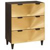 vidaXL Buffet Preto e Ouro 60 x 33 x 75 cm Madeira de manga maci&ccedil;a