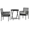 vidaXL Conjunto Bistro de Jardim 3 pcs Preto vime PE