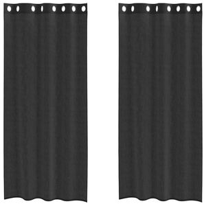 vidaXL Cortinas de voile com ilh&oacute;s 2 pcs preto 140x225 cm