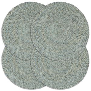 vidaXL Individuais mesa 4 pcs juta liso 38 cm redondo verde azeitona
