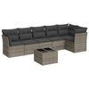 vidaXL 7 pcs conjunto sof&aacute;s p/ jardim c/ almofad&otilde;es vime PE cinzento