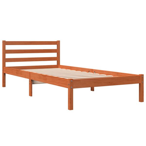 vidaXL Cama sem colch&atilde;o 90x200 cm pinho maci&ccedil;o castanho-mel