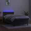 vidaXL Cama box spring c/ colch&atilde;o/LED 90x200 cm veludo cinzento-escuro